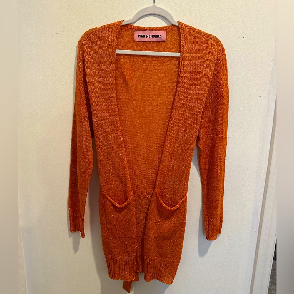 Pink memories gorgeous thin cardigan in rust orange, S